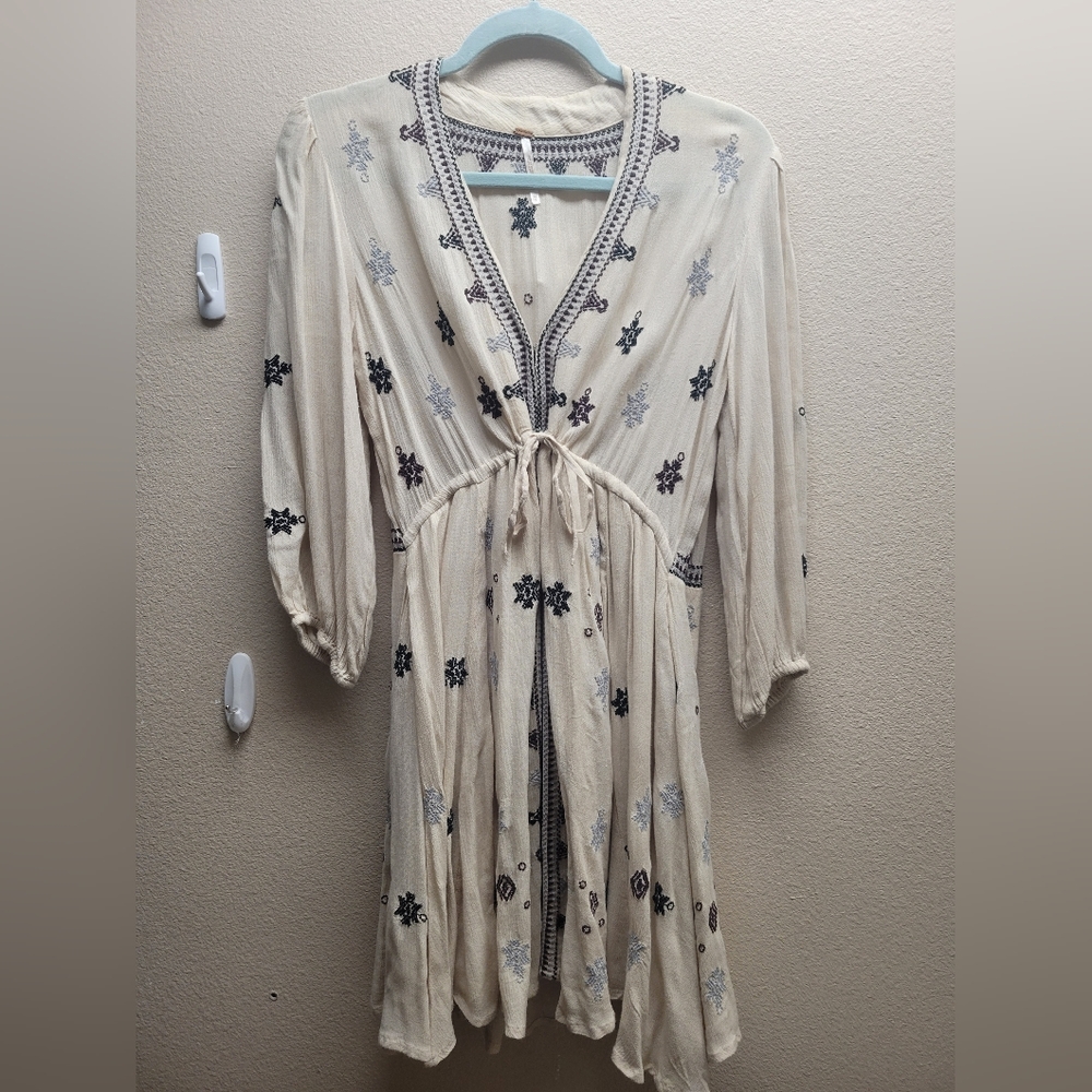 Free People Beige Embroidered Dress